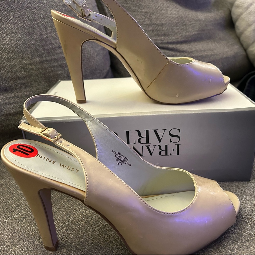 Nine West Women's Beige Slingback Heels